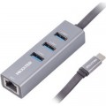 Maxxter Концентратор Maxxter Type-C to Gigabit Ethernet, 3 Ports USB 3.0 (NECH-3P-02)