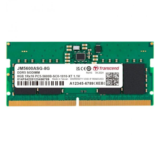 Transcend Модуль пам'яті для ноутбука SoDIMM DDR5 8GB 5600 MHz Transcend (JM5600ASG-8G)