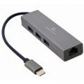 Cablexpert Концентратор Cablexpert Type-С to Gigabit Ethernet, 3 Ports USB 3.1 Gen1 (5 Gbps) (A-CMU3-LAN-01)