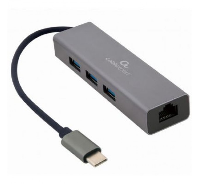 Cablexpert Концентратор Cablexpert Type-С to Gigabit Ethernet, 3 Ports USB 3.1 Gen1 (5 Gbps) (A-CMU3-LAN-01)