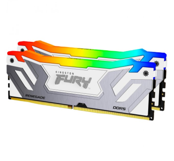 Kingston Fury (ex.HyperX) Модуль пам'яті для комп'ютера DDR5 48GB (2x24GB) 8400 MHz Renegade RGB White/Silver Kingston Fury (ex.HyperX) (KF584CU40RWAK2-48)