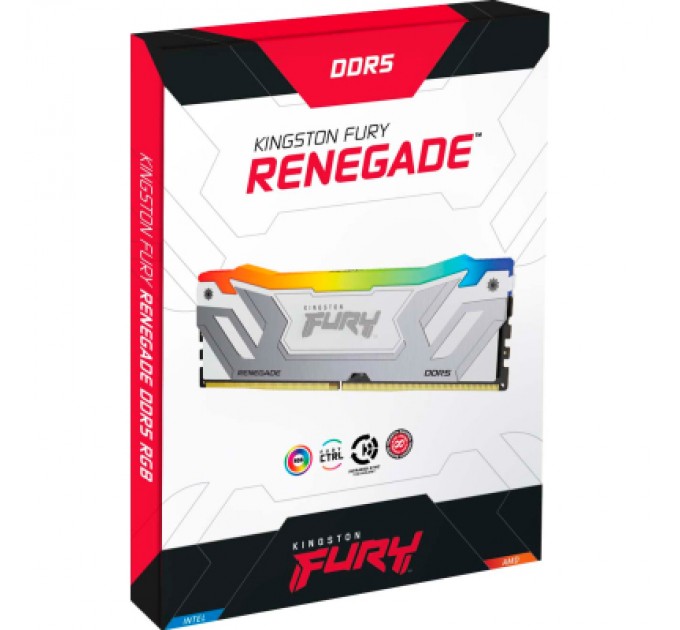 Kingston Fury (ex.HyperX) Модуль пам'яті для комп'ютера DDR5 48GB (2x24GB) 8400 MHz Renegade RGB White/Silver Kingston Fury (ex.HyperX) (KF584CU40RWAK2-48)