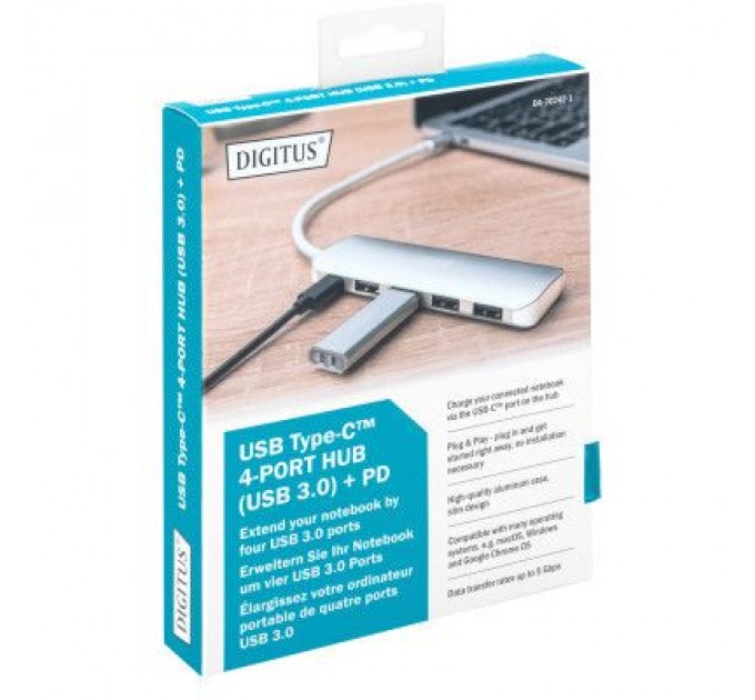 Digitus Концентратор Digitus USB Type-C, 4xUSB 3.0 (DA-70242-1)