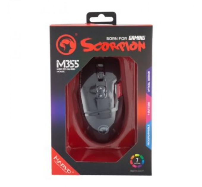 Marvo Мишка Marvo M355 7colors-LED USB Black (M355)