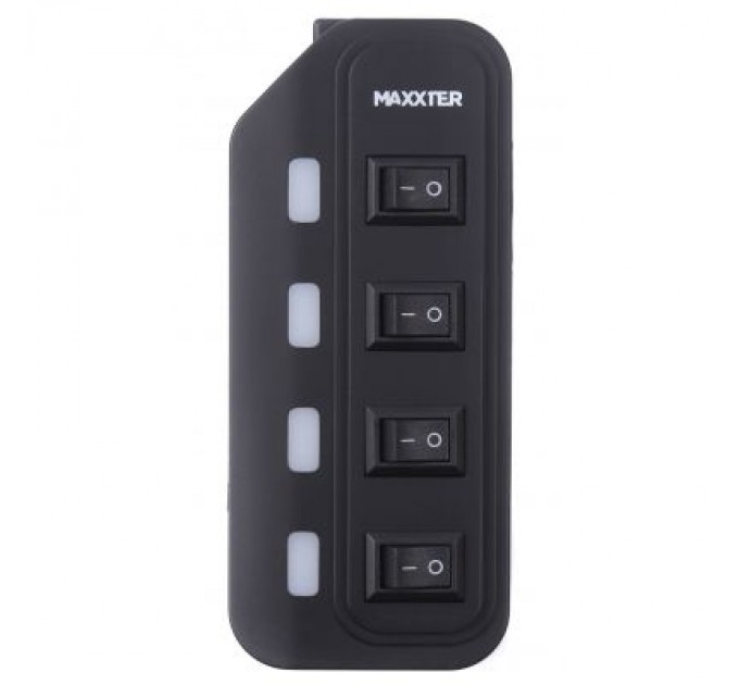 Maxxter Концентратор Maxxter 4 x USB 2.0 Type-A 1m cable + 5V1A adapter (HU2A-4P-AC-02)