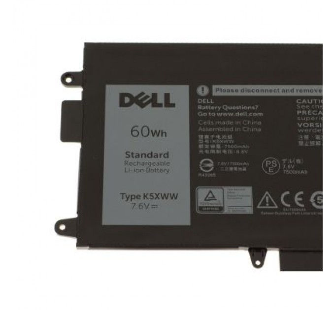 Dell Акумулятор до ноутбука Dell Latitude 7390 K5XWW, 7500mAh (60Wh), 4cell, 7.6V, Li-ion (A47682)