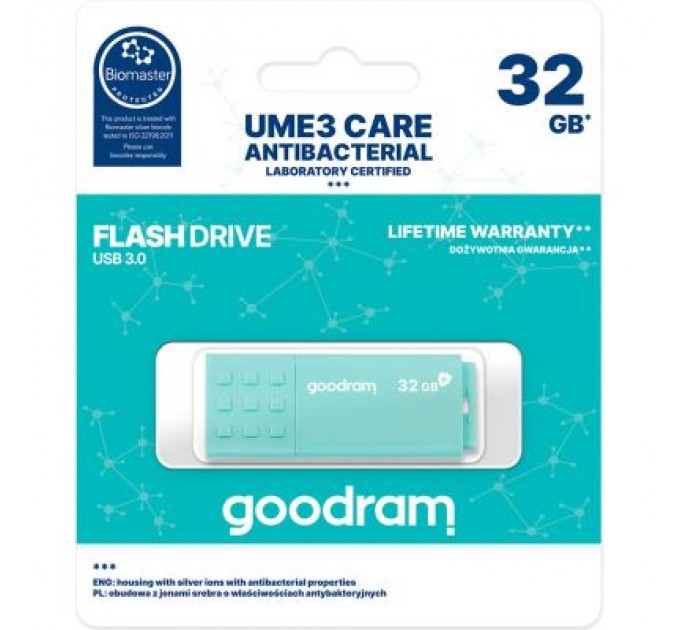 Goodram USB флеш накопичувач Goodram 32GB UME3 Care Green USB 3.2 (UME3-0320CRR11)