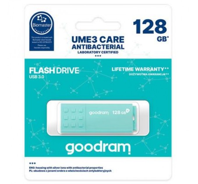 Goodram USB флеш накопичувач Goodram 128GB UME3 Care Green USB 3.2 (UME3-1280CRR11)