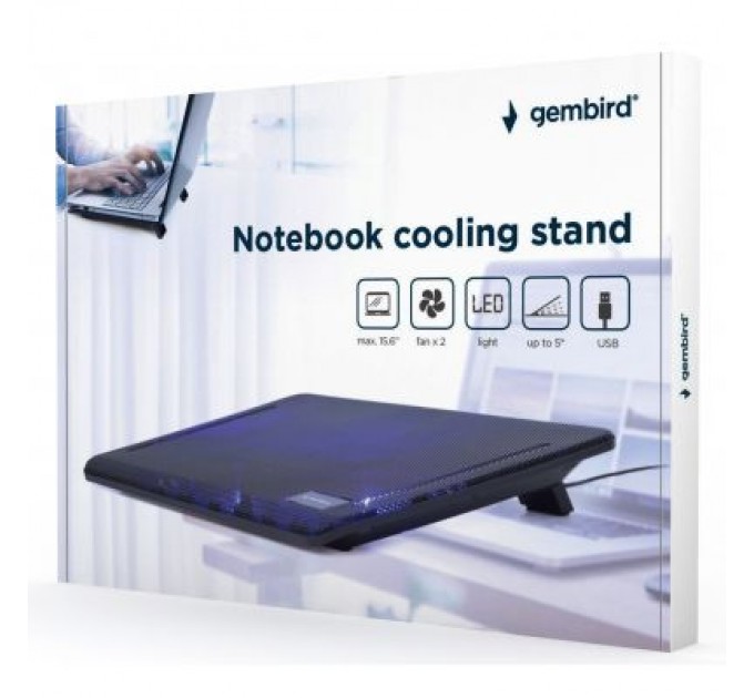 Gembird Підставка до ноутбука Gembird до 15", 2x125 mm fan, black (NBS-2F15-01)