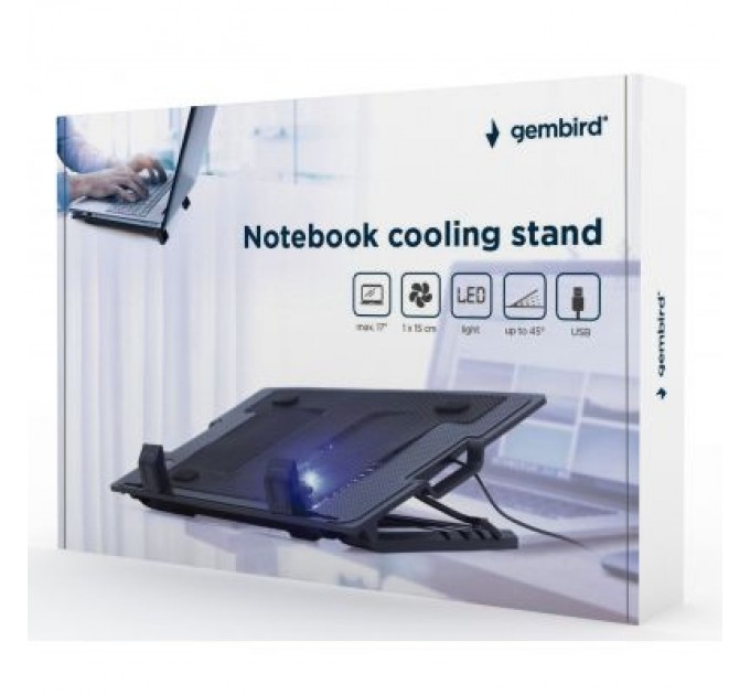 Gembird Підставка до ноутбука Gembird до 17", 1x150 mm fan, black (NBS-1F17T-01)
