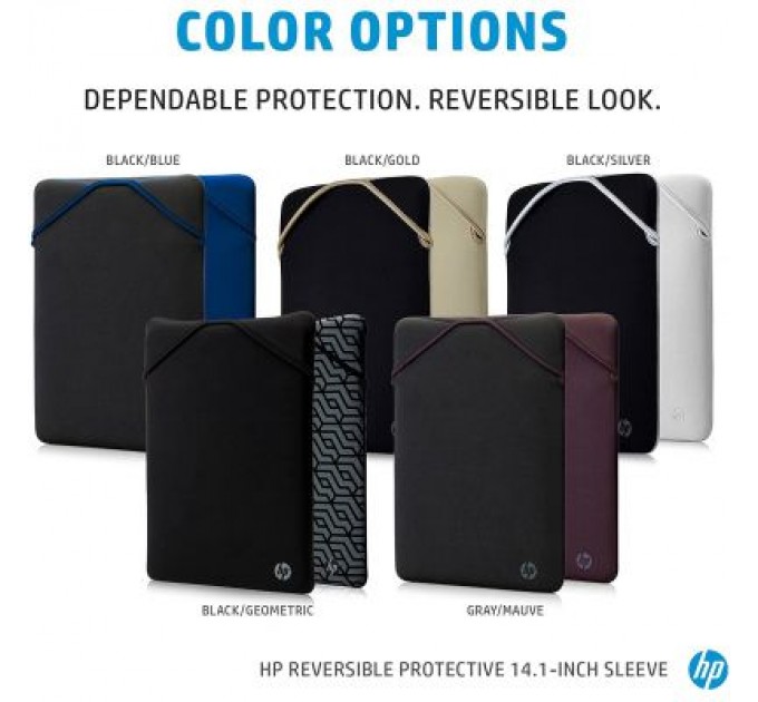 HP Чохол до ноутбука HP 14" Protective Reversible BLK/BLU Laptop Sleeve (2F1X4AA)