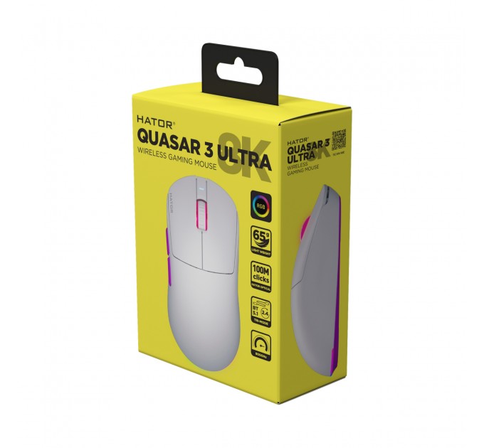 Hator Миша бездротова Hator Quasar 3 Ultra 8K Wireless White (HTM771)