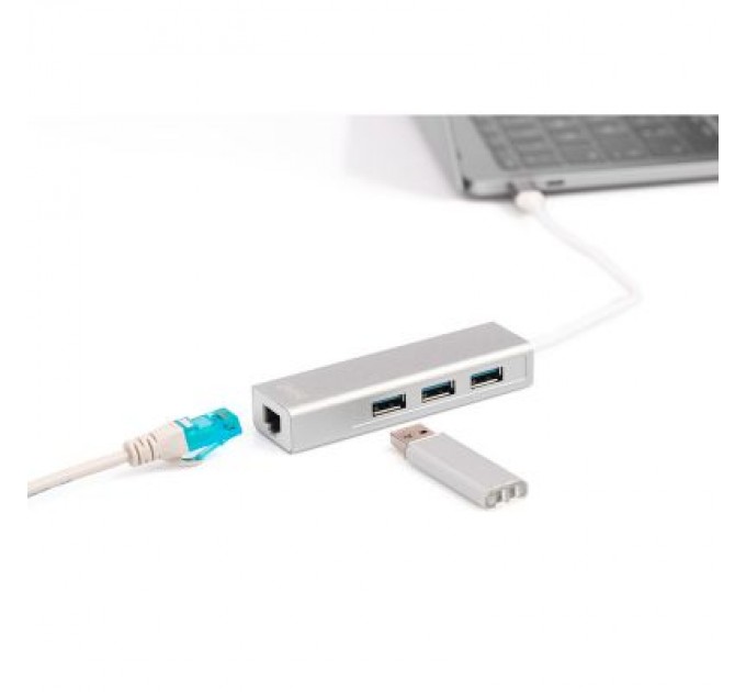 Digitus Концентратор Digitus USB-C - USB 3.0 3 Port Hub + Gigabit Ethernet (DA-70255)