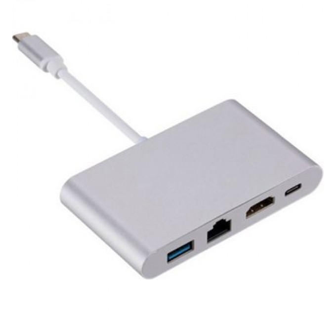 Dynamode Концентратор Dynamode USB3.1 Type-C to 1хHDMI, 1хRJ-45, 1хUSB 3.0, 1хUSB Type-C Fe (Multiport USB 3.1 Type-C to HDMI-RJ45)