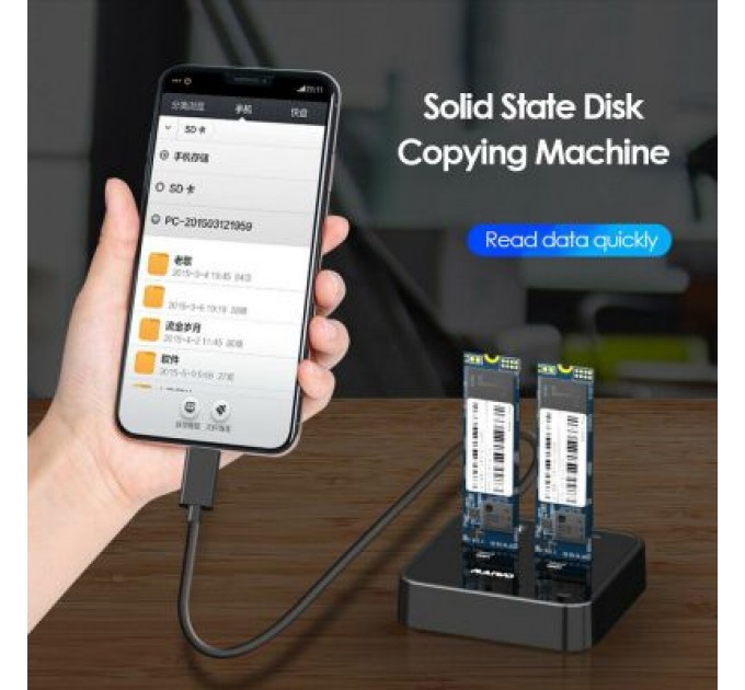 Maiwo Док-станція для накопичувачів Maiwo 2*NVMe M.2 SSD Key M/B+M USB 3.1 Gen2 Type-C (K3016P)