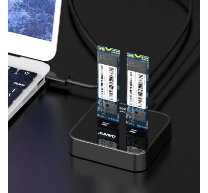 Maiwo Док-станція для накопичувачів Maiwo 2*NVMe M.2 SSD Key M/B+M USB 3.1 Gen2 Type-C (K3016P)