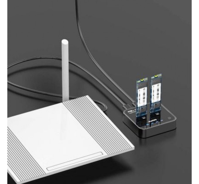 Maiwo Док-станція для накопичувачів Maiwo 2*NVMe M.2 SSD Key M/B+M USB 3.1 Gen2 Type-C (K3016P)