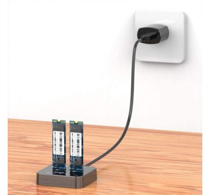 Maiwo Док-станція для накопичувачів Maiwo 2*NVMe M.2 SSD Key M/B+M USB 3.1 Gen2 Type-C (K3016P)