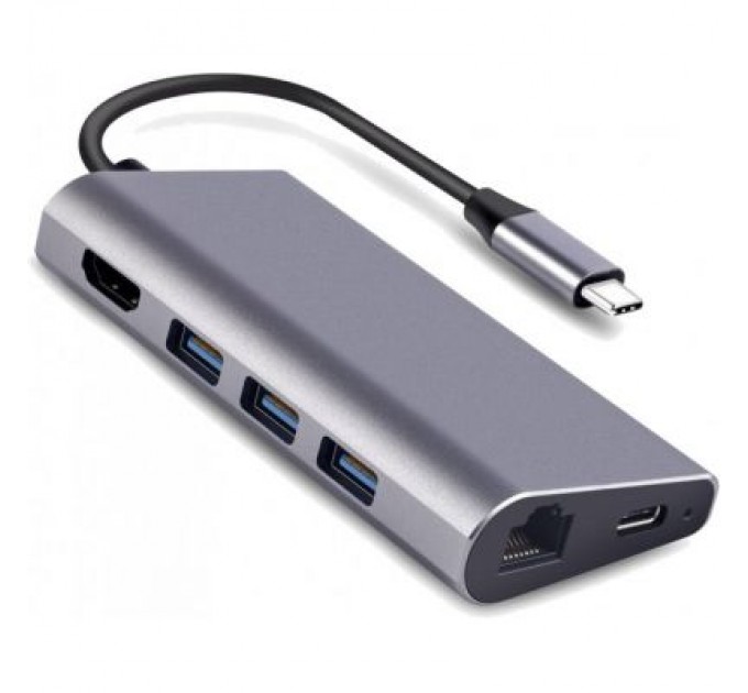 Dynamode Концентратор Dynamode USB3.1 Type-C to HDMI, 3хUSB3.0, RJ45, USB Type-C Female, SD (Dock-USB-TypeC-HDMI-USB3.0-RJ45)
