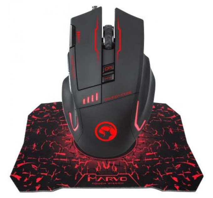 Marvo Мишка Marvo G909L USB з ігровою поверхнею G1 Black (G909L+G1)