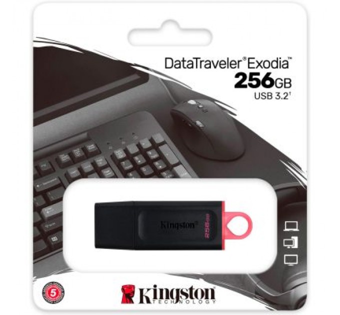 Kingston USB флеш накопичувач Kingston 256GB DataTraveler Exodia Black/Pink USB 3.2 (DTX/256GB)