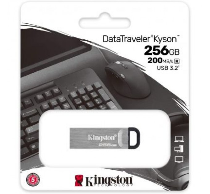 Kingston USB флеш накопичувач Kingston 256GB DT Kyson Silver/Black USB 3.2 (DTKN/256GB)