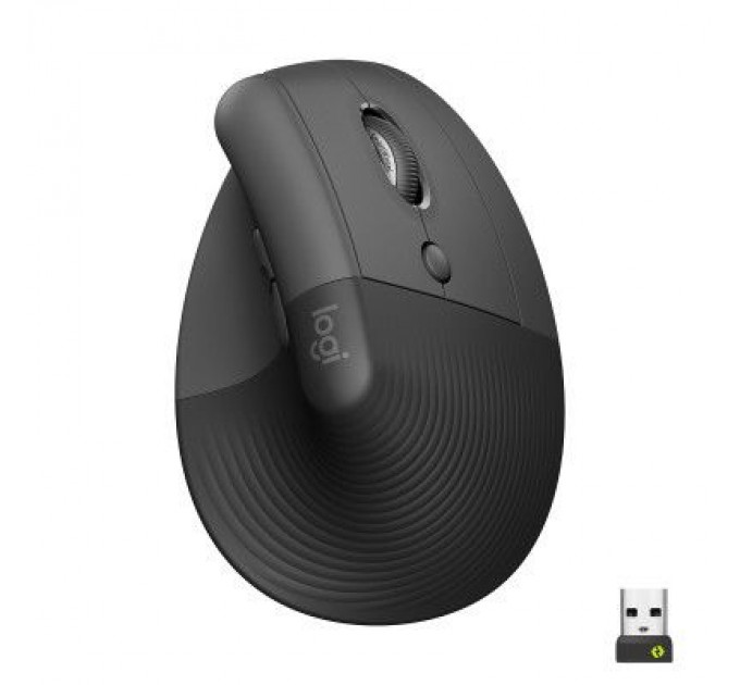 Logitech Мишка Logitech Lift Vertical Ergonomic Wireless/Bluetooth Graphite (910-006473)