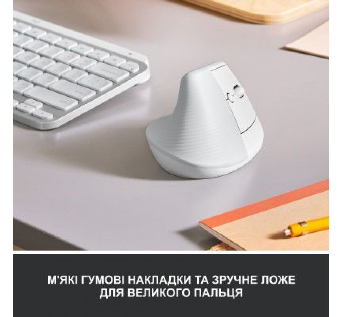 Logitech Мишка Logitech Lift Vertical Ergonomic Wireless/Bluetooth White (910-006475)