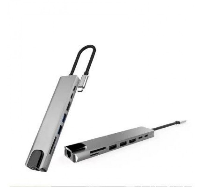 XoKo Концентратор XoKo Type-C to RJ45+HDMI+2xUSB 3.0+ TF,SD reader+ PD Type-C+ Type (XK-AC550-SL)