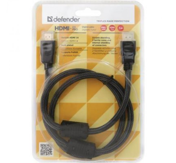 Defender Кабель мультимедійний HDMI to HDMI 1.0m HDMI-03PRO Defender (87340)