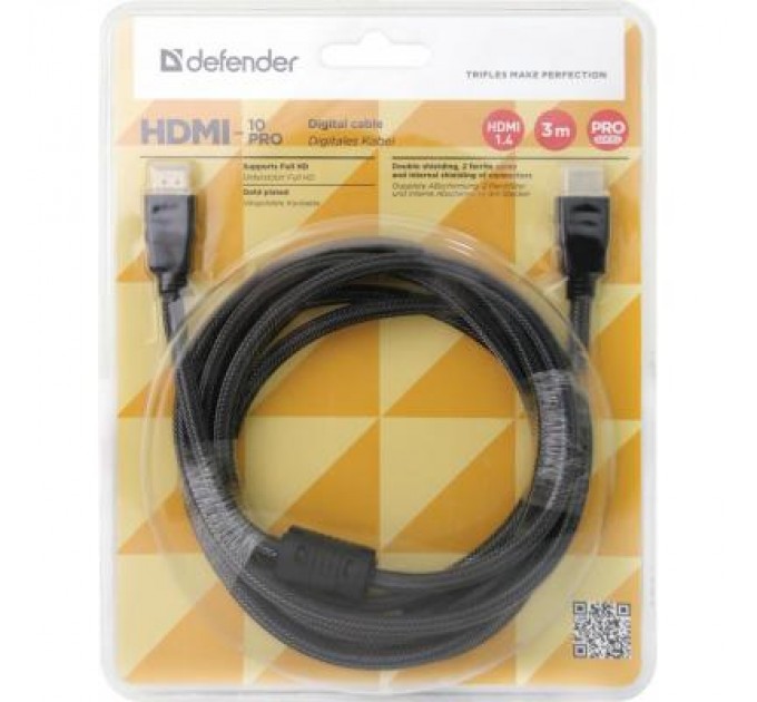 Defender Кабель мультимедійний HDMI to HDMI 3.0m HDMI-10PRO v1.4 Defender (87434)