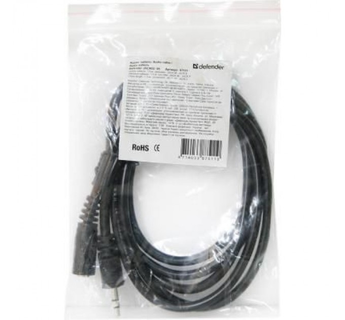 Defender Кабель мультимедійний Jack 3.5mm male/Jack 3.5mm female 1.5m JACK02-05 Defender (87511)