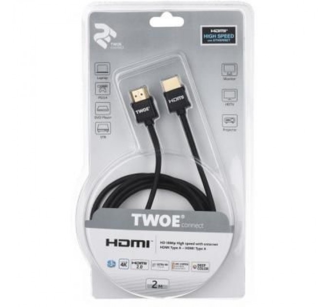 2E Кабель мультимедійний HDMI to HDMI 2.0m 2E (2EW-1119-2m)