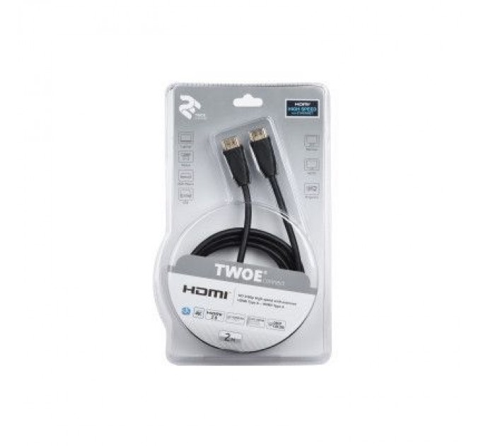 2E Кабель мультимедійний HDMI to HDMI 2.0m 2E (2EW-1002-2m)