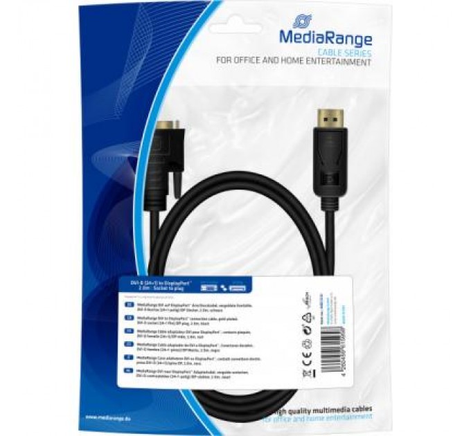 Mediarange Кабель мультимедійний DVI F to DisplayPort M 2.0m Mediarange (MRCS131)