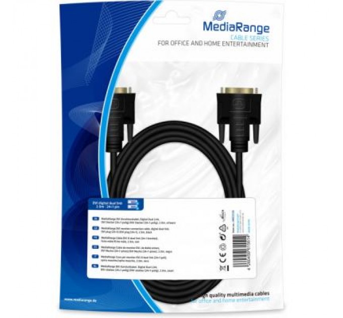 Mediarange Кабель мультимедійний DVI to DVI 24+1pin, 2.0m Mediarange (MRCS129)