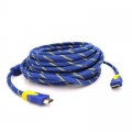 Merlion Кабель мультимедійний HDMI to HDMI 20.0m v1.4, OD-8.0mm Blue/Gold Merlion (YT-HDMI(M)/(M)NY/BL-20m)