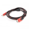 Merlion Кабель мультимедійний HDMI to HDMI 1.5m v1.4, OD-7.4mm Black/RED Merlion (YT-HDMI(M)/(M)NY/RD-1.5m)