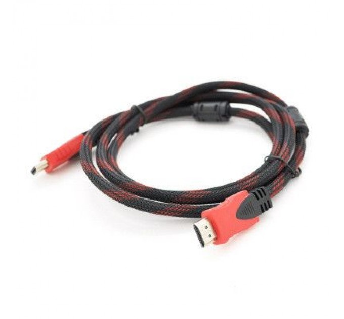 Merlion Кабель мультимедійний HDMI to HDMI 1.5m v1.4, OD-7.4mm Black/RED Merlion (YT-HDMI(M)/(M)NY/RD-1.5m)