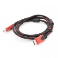 Merlion Кабель мультимедійний HDMI to HDMI 20.0m v1.4, OD-7.4mm Black/RED Merlion (YT-HDMI(M)/(M)NY/RD-20m)
