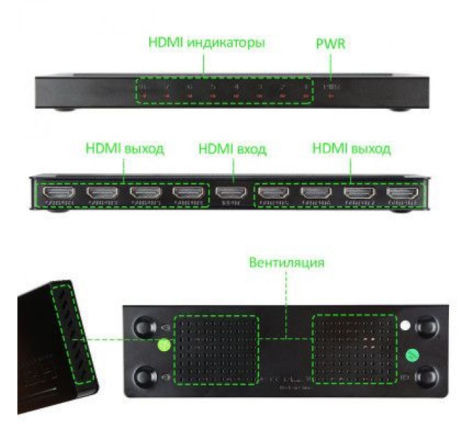 PowerPlant Розгалужувач PowerPlant HDMI 1x8 V1.4 (CA911516)