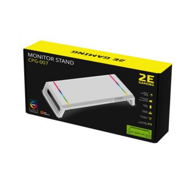 2E Підставка до монітора 2E GAMING, USB hub, backlight / RGB, White (2E-CPG-007-WT)
