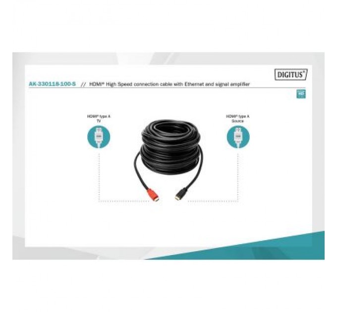 Digitus Кабель мультимедійний HDMI to HDMI 10.0m UHD 4K Amplifier Digitus (AK-330118-100-S)