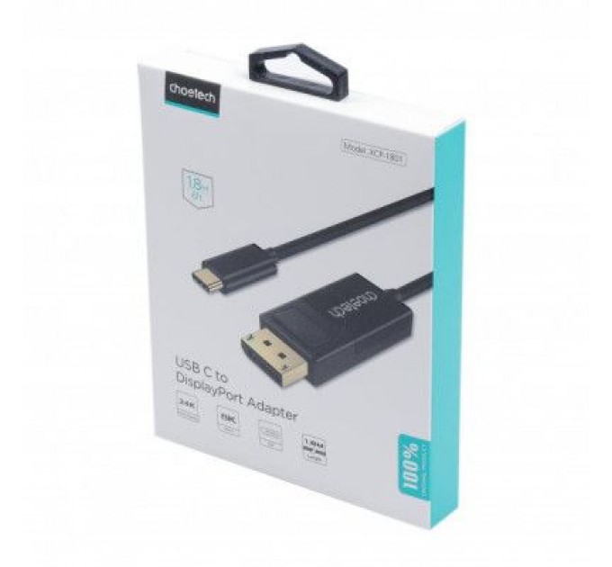 Choetech Кабель мультимедійний USB-C to DisplayPort 1.8m 4K 60Hz Choetech (XCP-1801BK)