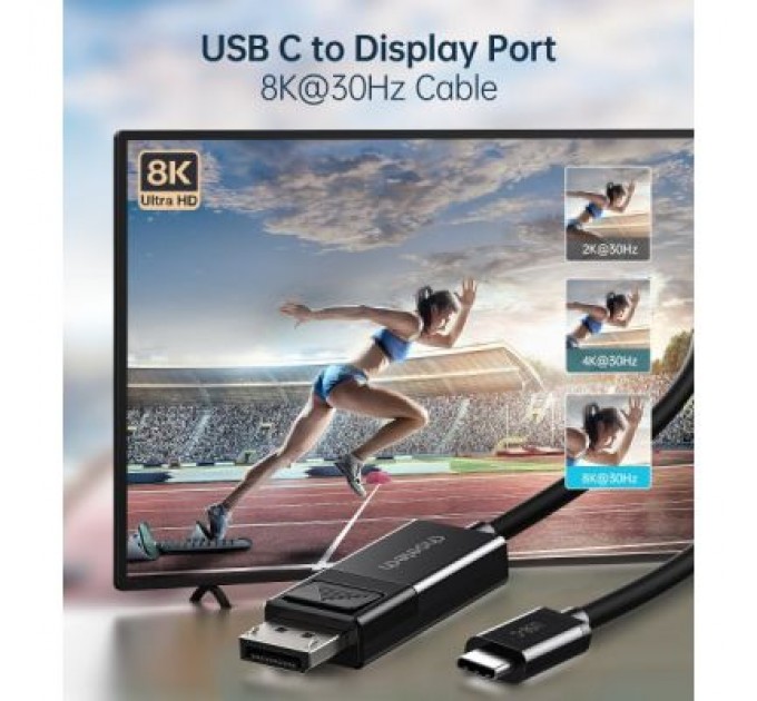 Choetech Кабель мультимедійний USB-C to DisplayPort 1.8m 8K 30Hz Choetech (XCP-1803-BK)