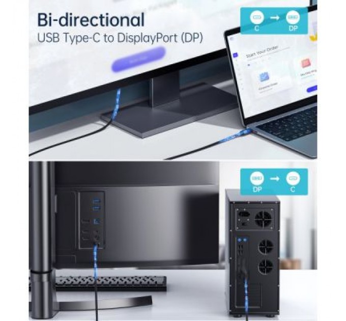 Choetech Кабель мультимедійний USB-C to DisplayPort 1.8m 8K 30Hz Choetech (XCP-1803-BK)