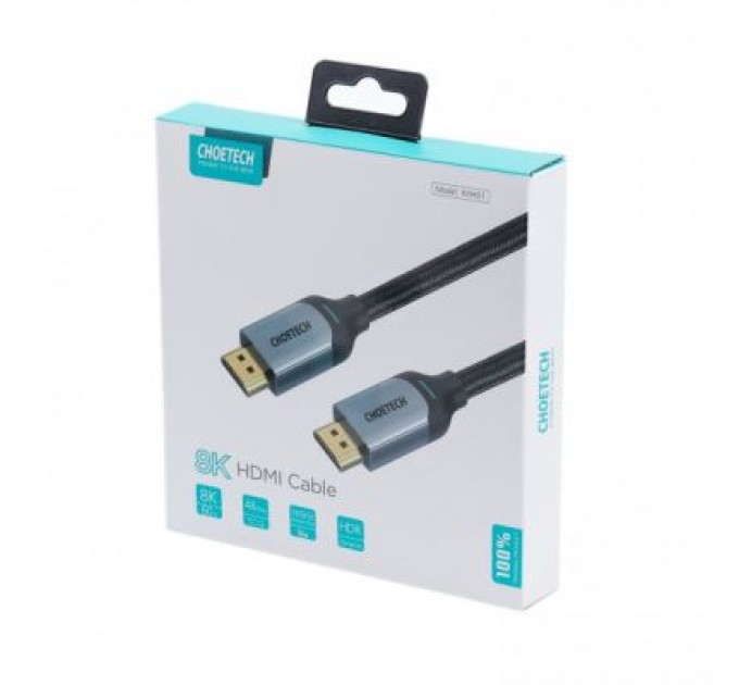 Choetech Кабель мультимедійний HDMI to HDMI 2.0m V.2.1 8K 60Hz HDR10 HLG 48Gbps YUV 444 Choetech (XHH01-BK)