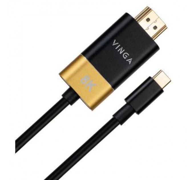 Vinga Кабель мультимедійний USB-C to HDMI 1.5m v2.1 8K60Hz Gold plated Vinga (VCPVCCH2115)