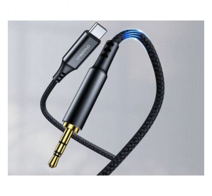 Choetech Кабель мультимедійний AUX USB-C to TRS Audio 3.5mm M/M DAC Chip 96kHz 1.0m black Choetech (AUX006)