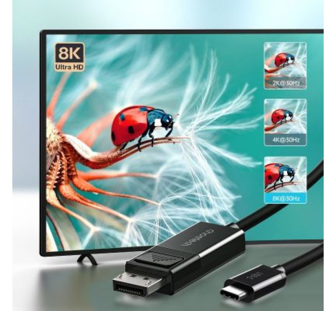 Choetech Кабель мультимедійний USB 3.1 Type-C to DisplayPort 1.8m V1.4 Thunderbolt 3 4K60Hz PVC Choetech (XCP-1803)